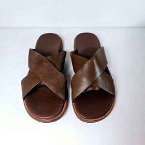 Cole Haan Mens Brown Leather Nantucket Cross Steap Sandals Size 7 w/Box!